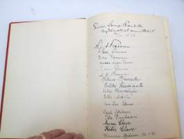 Vieraskirja alkaen 24.11.1938 - päättyen 7.6.1959, mahdollisesti diakonissan Lempi Ranki?, paljon tervehdyksiä ja nimikirjoituksia -guest book