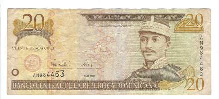 Dominikaaninen Tasavalta 20 Pesos Oro 2000 seteli