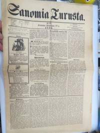 Sanomia Turusta 1876 nr 17, ilmestynyt 29.2.1876, sis. mm. seur. artikkelit / jutut / ilmoitukset; Kilpa-ajo rawureilla Ruissalon sillan pohjoispuolella...