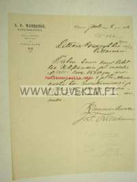 J.F. Vanhanen Kangaskauppa Wiipuri 8.12.1906 -asiakirja