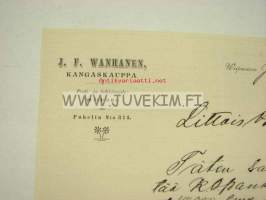 J.F. Vanhanen Kangaskauppa Wiipuri 8.12.1906 -asiakirja