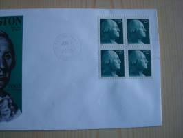 George Washington, 2002, USA, ensipäiväkuori, FDC. Katso myös muut kohteeni mm. noin 1500 erilaista amerikkalaista ensipäiväkuorta 1920-luvulta 2000-luvulle,