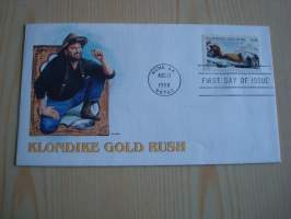 Klondike Gold Rush, 1998, USA, ensipäiväkuori, FDC. Kultakuume, kullankaivaja, kullanhuuhdonta. Katso myös muut kohteeni mm. noin 1500 erilaista amerikkalaista