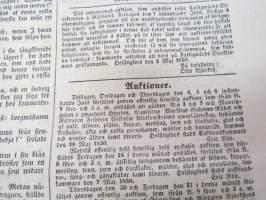 Helsingfors Tidningar, Lördagen den 25 Maj 1850, innehåller bl. a. följande artiklar / annonser; Utnämnde - Translatorn  wie generalgouvernements kansliet