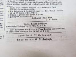 Helsingfors Tidningar, Lördagen den 25 Maj 1850, innehåller bl. a. följande artiklar / annonser; Utnämnde - Translatorn  wie generalgouvernements kansliet