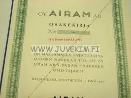 Oy Airam Ab, Helsinki 1950, 100 000 mk -osakekirja