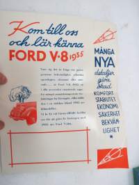 Ford V8 1935 -broschyr / sales brochure in swedish