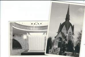 Jusleniuksen Mausoleumi Pori  - paikkakuntakortti, kirkkopostikortti kulkenut kulkematon 2 kpl