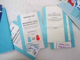 Maersk Air Tax Free Shop Price List + 2 matkalippukantaa + 4 boardin pass´ia + paperipussi