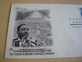 Martin Luther King Jr., 2005, USA, ensipäiväkuori, FDC. Minulla on myös samaa kuorta sarjan erilaisilla postimerkeillä sekä kymmeniä muita Martin Luther King