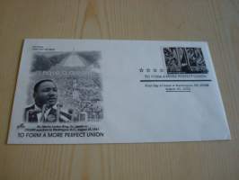 Martin Luther King Jr., 2005, USA, ensipäiväkuori, FDC. Minulla on myös samaa kuorta sarjan erilaisilla postimerkeillä sekä kymmeniä muita Martin Luther King