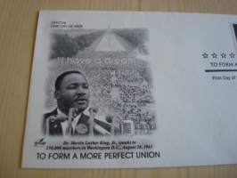 Martin Luther King Jr., 2005, USA, ensipäiväkuori, FDC. Minulla on myös samaa kuorta sarjan erilaisilla postimerkeillä sekä kymmeniä muita Martin Luther King