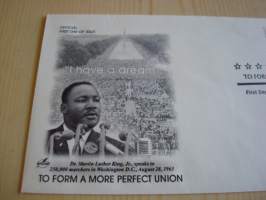 Martin Luther King Jr., 2005, USA, ensipäiväkuori, FDC. Minulla on myös samaa kuorta sarjan erilaisilla postimerkeillä sekä kymmeniä muita Martin Luther King