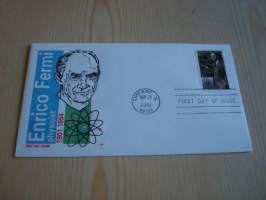 Fyysikko Enrico Fermi, 2001, USA, ensipäiväkuori, FDC. Atomipommi, Alfred Nobel, Nobelinpalkinto. Katso myös muut kohteeni mm. noin 1500 erilaista amerikkalaista