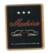 Madeira Rich -Alkoholiliike Oy  vanha viinaetiketti