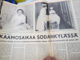 Viikko Sanomat 1957 nr 2, ilmestynyt 11.1.1957, sis. mm. seur. artikkelit / kuvat / mainokset; Kansikuva &quot;Tyttö ja luistin&quot; - Takakansikuva Helsinki Hietalahti