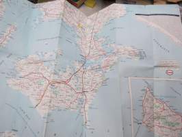 Esso Auto-Kort Danmark / Själland - Lolland - Falster - Bornholm) 1964 -tiekartta / road map