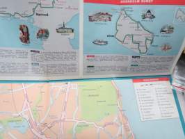 Esso Auto-Kort Danmark / Själland - Lolland - Falster - Bornholm) 1964 -tiekartta / road map