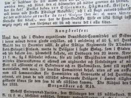 Åbo Tidningar 1833 nr 91, Onsdagen den 13. November, innehåller bl. a. följande artikel / annonser; Ytterligare om Gustaf II. Adolph såsom Psalmförfattare,