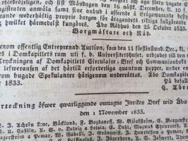 Åbo Tidningar 1833 nr 91, Onsdagen den 13. November, innehåller bl. a. följande artikel / annonser; Ytterligare om Gustaf II. Adolph såsom Psalmförfattare,