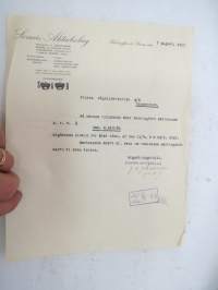 Sörnäs Aktiebolag, Helsingfors &amp; Sörnäs den 7.8.1923 -asiakirja / business document