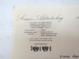 Sörnäs Aktiebolag, Helsingfors &amp; Sörnäs den 7.8.1923 -asiakirja / business document