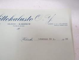 Uittokalusto Oy, Helsinki 26.10.1939 -asiakirja / business document