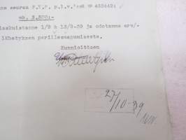 Uittokalusto Oy, Helsinki 26.10.1939 -asiakirja / business document