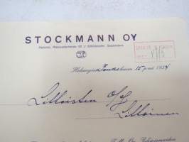 Stockmann Oy, Helsinki 15.5.1934 -asiakirja / business document