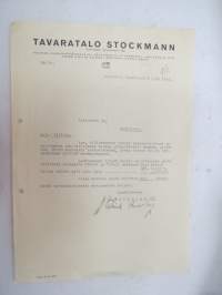Stockmann Oy, Helsinki 8.1.1934 -asiakirja / business document