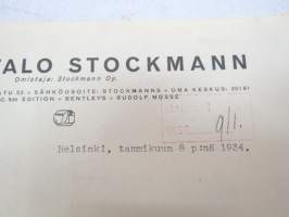 Stockmann Oy, Helsinki 8.1.1934 -asiakirja / business document