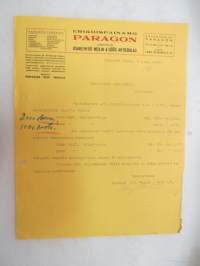 Erikoispainamo Paragon, Helsinki, 8.6.1922 -asiakirja / business document