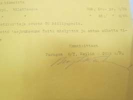 Erikoispainamo Paragon, Helsinki, 8.6.1922 -asiakirja / business document