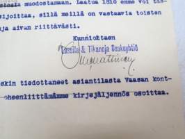 Lassila &amp; Tikanoja Oy, Helsinki, 11.10.1922 -asiakirja / business document