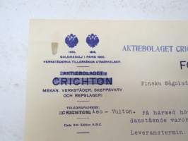 Aktiebolaget Crichton - Vulcan Oy, Turku, 10.11.1924 -asiakirja / business document