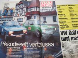Tuulilasi 1977 nr 2, sis. mm. seur. artikkelit / kuvat / mainokset; Korjaamotestissä Peugeot ja Polski Fiat, Pikkudieselit Peugeot 304 GLD &amp; VW Golf GLD