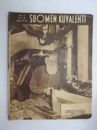 Suomen Kuvalehti 1947 nr 3, ilmestynyt 18.1.1947, sis. mm. seur. artikkelit / kuvat / mainokset; Kansikuva E. Kilpinen - 84-vuotias kanteleentekijä työpajassaan