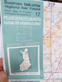 Suomen tiekartta 17 Vägkarta över Finland, Road map of Finland, Finnische Strassenkarte - Pelastuspalvelukartta - Kartan för räddningstjänst -special version