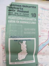 Suomen tiekartta 18 Vägkarta över Finland, Road map of Finland, Finnische Strassenkarte - Pelastuspalvelukartta - Kartan för räddningstjänst - Leimattu;
