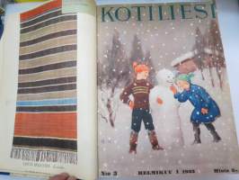 Kotiliesi 1933 -sidottu vuosikerta, kaikki kansikuvat (Rudolf Koivu) ja sisältöä näkyy kuvissa -family magazine, annual volume