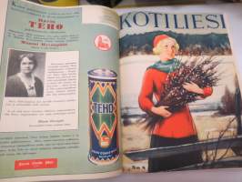 Kotiliesi 1933 -sidottu vuosikerta, kaikki kansikuvat (Rudolf Koivu) ja sisältöä näkyy kuvissa -family magazine, annual volume