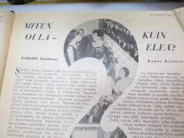 Kotiliesi 1933 -sidottu vuosikerta, kaikki kansikuvat (Rudolf Koivu) ja sisältöä näkyy kuvissa -family magazine, annual volume