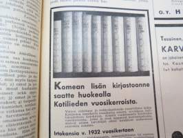 Kotiliesi 1933 -sidottu vuosikerta, kaikki kansikuvat (Rudolf Koivu) ja sisältöä näkyy kuvissa -family magazine, annual volume