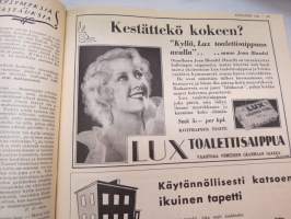 Kotiliesi 1933 -sidottu vuosikerta, kaikki kansikuvat (Rudolf Koivu) ja sisältöä näkyy kuvissa -family magazine, annual volume