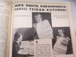 Kotiliesi 1933 -sidottu vuosikerta, kaikki kansikuvat (Rudolf Koivu) ja sisältöä näkyy kuvissa -family magazine, annual volume