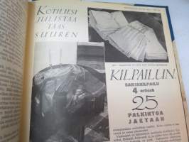 Kotiliesi 1933 -sidottu vuosikerta, kaikki kansikuvat (Rudolf Koivu) ja sisältöä näkyy kuvissa -family magazine, annual volume