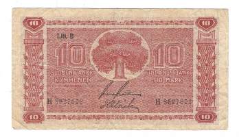 10 markkaa 1945 Litt B  seteli