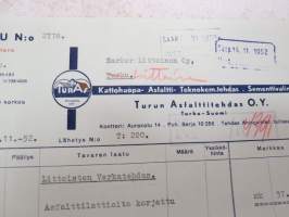 TurAs - Turun Asfalttitehdas Oy, 11.11.1952 -asiakirja / business document