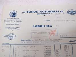 Oy Turun Autohalli Ab, Turku, 9.2.1952 -asiakirja / business document