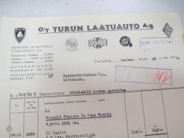 Oy Turun Laatuauto Ab (Plymouth, Singer, Fargo, Chrysler, Renault), Turku, 28.11.1952 -asiakirja / business document